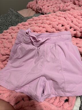 Lilac Drawstring Athletic Shorts